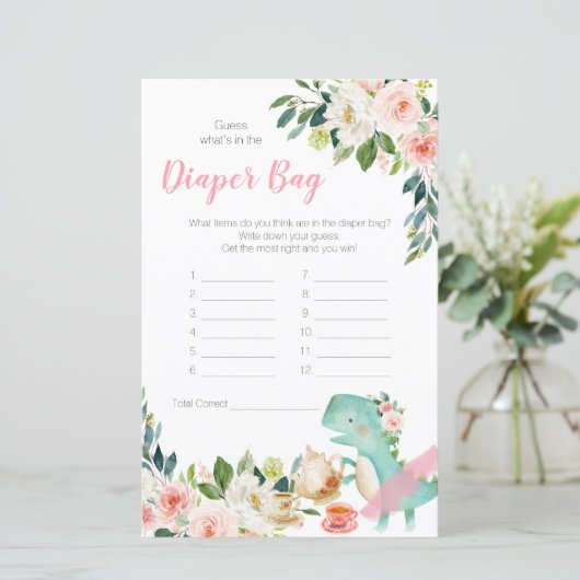 Dinosaur Tea Party raadt wat er in de luiertas zit (Staand voorkant)