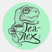 Dinosaur Tea Rex Ronde Sticker (Voorkant)