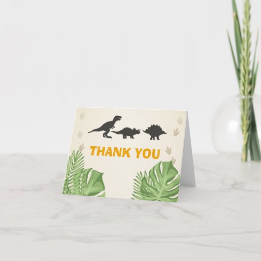Dinosaur Thank You Card Dino Party Bedankkaart (Voorkant)