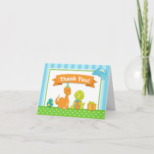Dinosaur Thank You Card Folded Note Card Bedankkaart