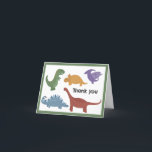 Dinosaur Thank You Card for Kids Birthday Bedankkaart<br><div class="desc">This cute dinosaur thank you card features a T-rex,  stegosaurus,  triceratops,  pterodactyl,  and diplodocus. It's perfect for a boy's or girl's birthday party! © 2023 Tea Olive Co.</div>