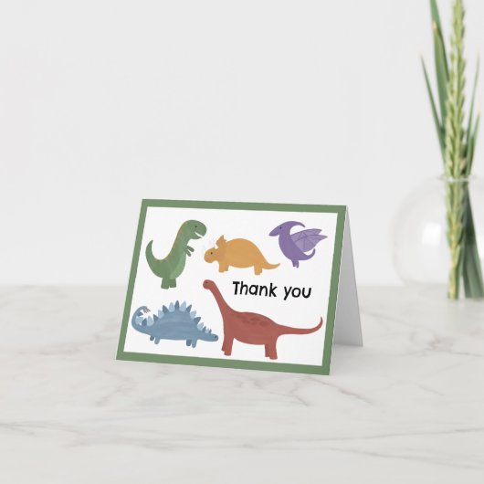 Dinosaur Thank You Card for Kids Birthday Bedankkaart (Voorkant)