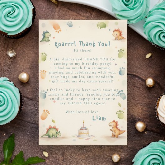 Dinosaur Thank You Card One-a-Saurus 1e verjaardag Kaart