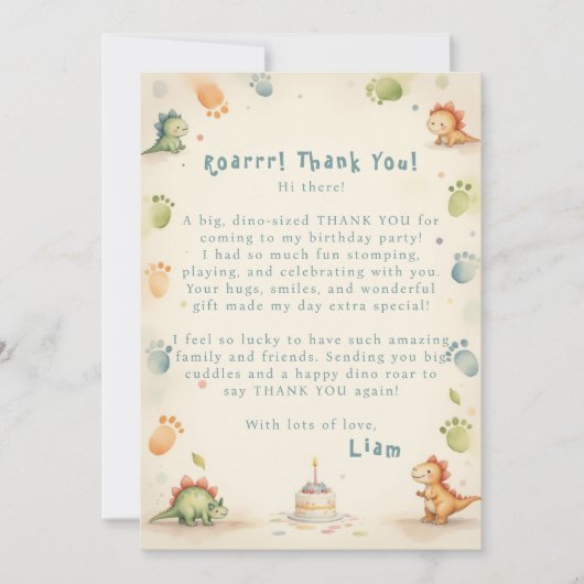 Dinosaur Thank You Card One-a-Saurus 1e verjaardag Kaart (Voorkant)