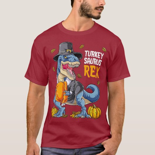 Dinosaur Thanksgiving Boys Turkey Saurus T re T-shirt (Voorkant)