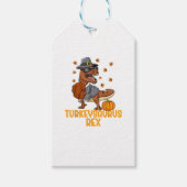 Dinosaur Thanksgiving Boys Turkey Saurus T rex Kin Cadeaulabel (Voorkant)