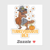 Dinosaur Thanksgiving Boys Turkey Saurus T rex Kin Sticker (Vel)