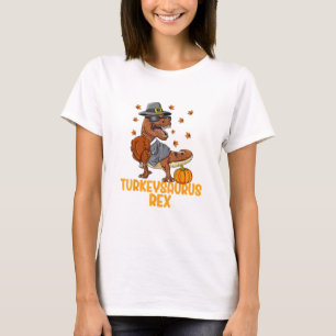 Dinosaur Thanksgiving Boys Turkey Saurus T rex Kin T-shirt