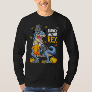 Dinosaur Thanksgiving Boys Turkey Saurus T rex Pil T-shirt