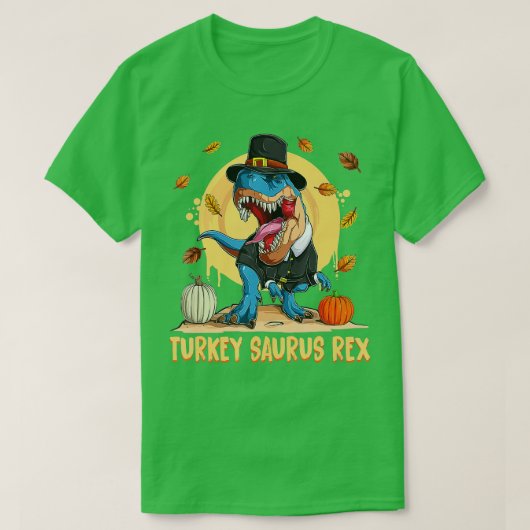 Dinosaur Thanksgiving Boys Turkey Saurus T Rex T-shirt (Design voorkant)