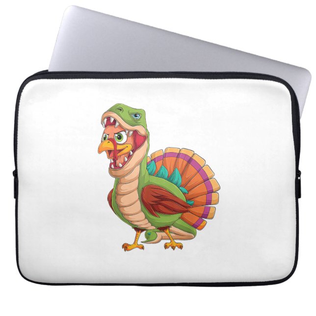 Dinosaur Thanksgiving Boys Turkey Saurus T rex Tur Laptop Sleeve (Voorkant)