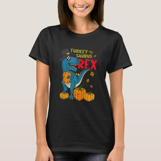 Dinosaur Thanksgiving Day Turkey Saurus rex Turkey T-shirt (Voorkant)