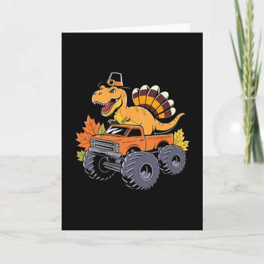 Dinosaur Thanksgiving Jongens Kinderen Dino T Rex Kaart (Voorkant)