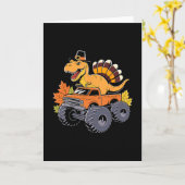 Dinosaur Thanksgiving Jongens Kinderen Dino T Rex Kaart (Gele Bloem)