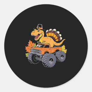 Dinosaur Thanksgiving Jongens Kinderen Dino T Rex  Ronde Sticker