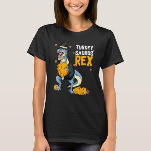 Dinosaur Thanksgiving Jongens Turkey Saurus Rex Pe T-shirt
