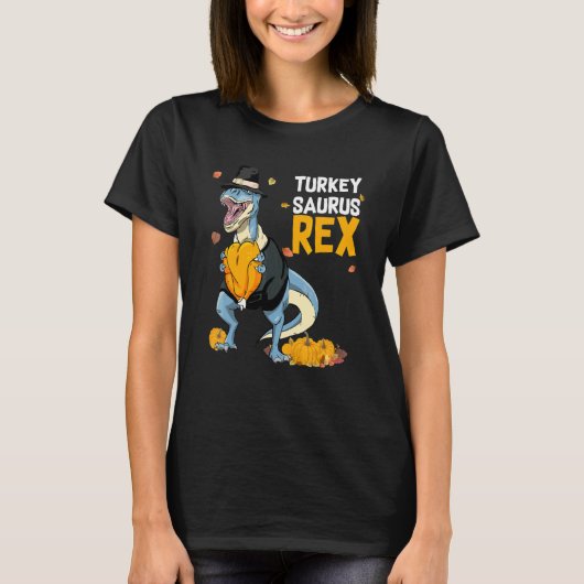 Dinosaur Thanksgiving Jongens Turkey Saurus Rex Pe T-shirt (Voorkant)