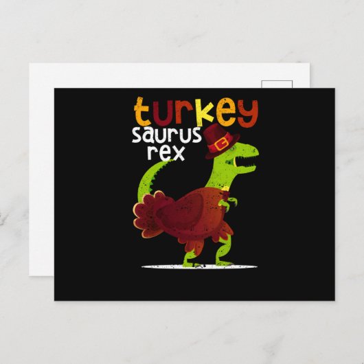 Dinosaur Thanksgiving Turkey Saurus Rex Pilgrim Briefkaart (Voorkant / Achterkant)