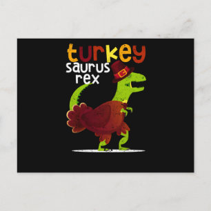 Dinosaur Thanksgiving Turkey Saurus Rex Pilgrim Briefkaart