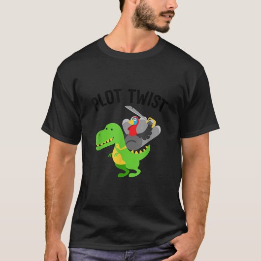 Dinosaur Thanksgiving Turkije rijden op een Dino T T-shirt (Voorkant)