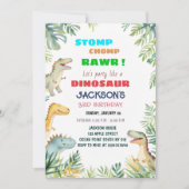 Dinosaur-thema 3e verjaardagsfeest uitnodiging (Voorkant)