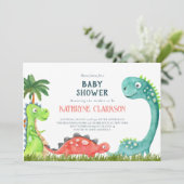 Dinosaur thema baby shower uitnodiging (Staand voorkant)