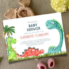 Dinosaur thema baby shower uitnodiging
