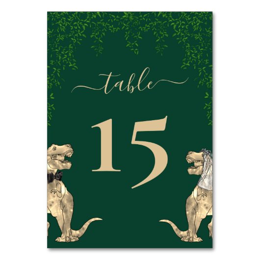 Dinosaur thema Bruiloftsgroen Kaart (Achterkant)