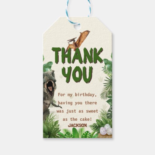 Dinosaur thema Dank u Favor Gift Label Cadeaulabel (Voorkant)
