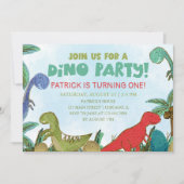Dinosaur-thema Dino Party Birthday Kaart (Voorkant)
