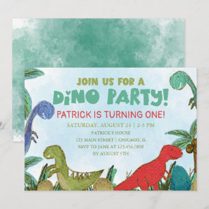 Dinosaur-thema Dino Party Birthday Kaart