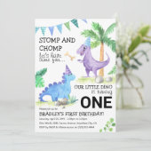 Dinosaur Thema Eerste Verjaardag Extravaganza! Kaart (Staand voorkant)