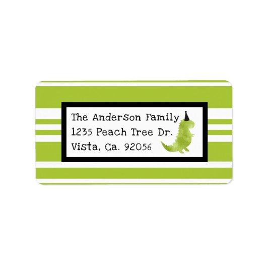 Dinosaur Thema Groen en Zwart Little Dino thema Etiket (Voorkant)