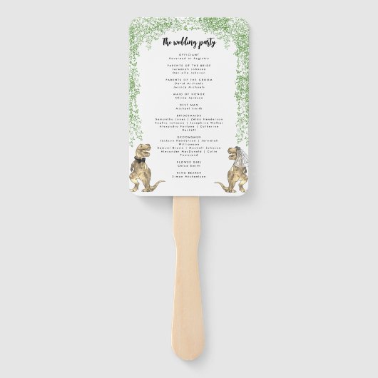 Dinosaur thema Huwelijk Programma Handwaaier (Achterkant)