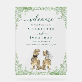 Dinosaur thema Huwelijk Welkom Acryl Bord