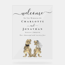 Dinosaur thema Huwelijk Welkom Acryl Bord