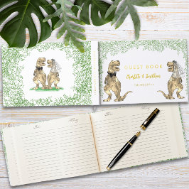 Dinosaur Thema Trouwfeest Goud Folie Gastenboek
