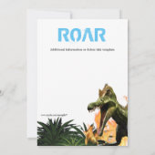 Dinosaur thema verjaardagsfeest t-rex foto vlammen kaart (Achterkant)