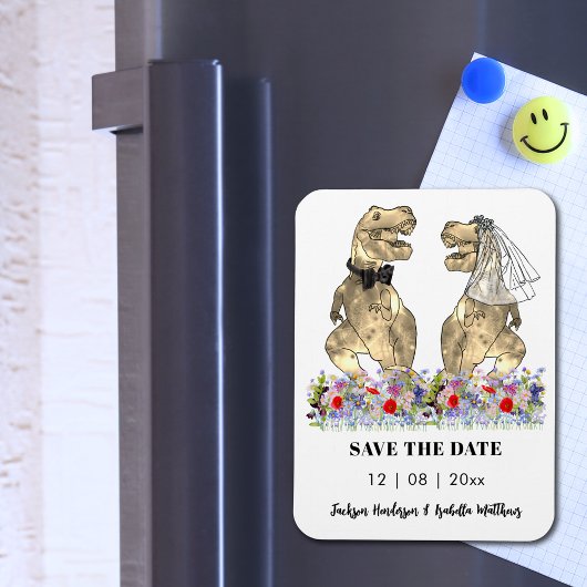 Dinosaur Thema Wedding Fun Save the Date Magneet