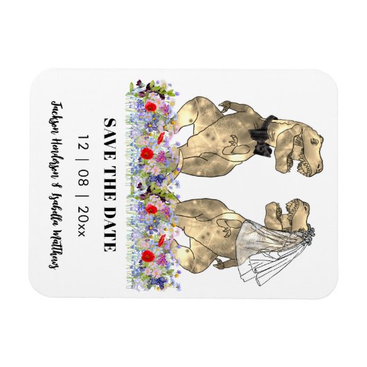 Dinosaur Thema Wedding Fun Save the Date Magneet (Horizontaal)