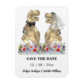 Dinosaur Thema Wedding Fun Save the Date Magneet (Verticaal)