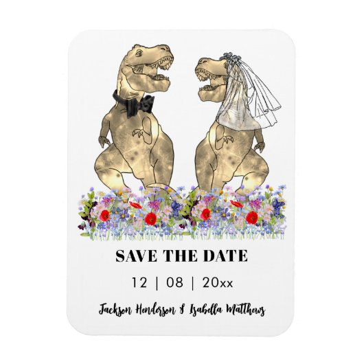 Dinosaur Thema Wedding Fun Save the Date Magneet (Verticaal)