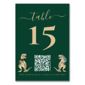 Dinosaur thema Wedding Green QR Code Kaart (Voorkant)