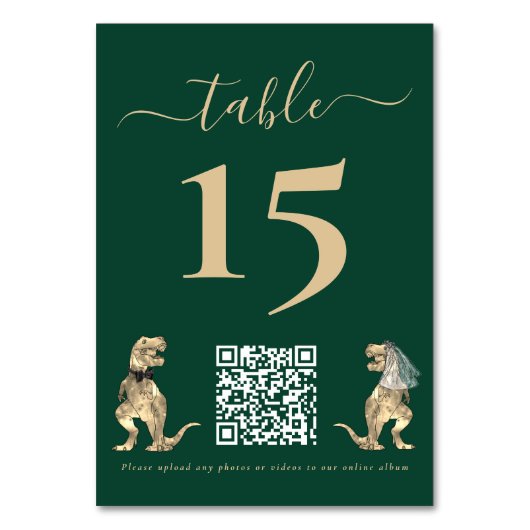 Dinosaur thema Wedding Green QR Code Kaart (Voorkant)