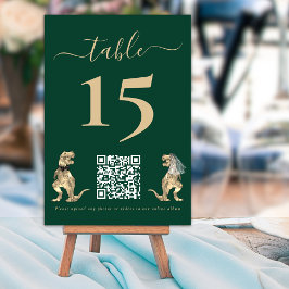 Dinosaur thema Wedding Green QR Code Kaart