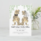 Dinosaur thema Wedding QR Code Kaart (Staand voorkant)