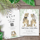 Dinosaur thema Wedding QR Code Kaart