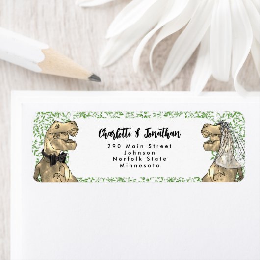 Dinosaur Thema Wedding Retour Adres Etiket (Insitu)