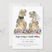 Dinosaur thema Wildflower Wedding Kaart (Voorkant)