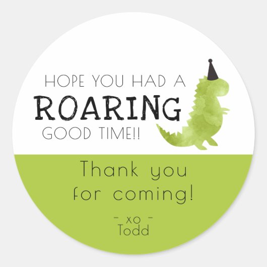Dinosaur-themafepartaar roar roaring good-time Bed Ronde Sticker (Voorkant)